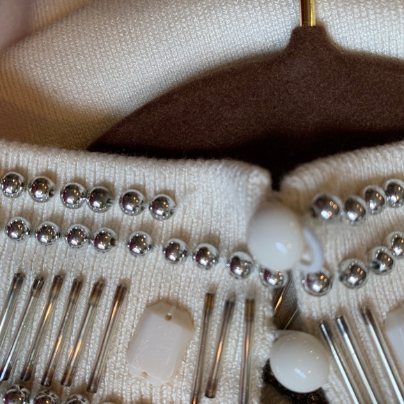 Cache Ivory Embellished Sleeveless Sweater sz L - Picture 8 of 8